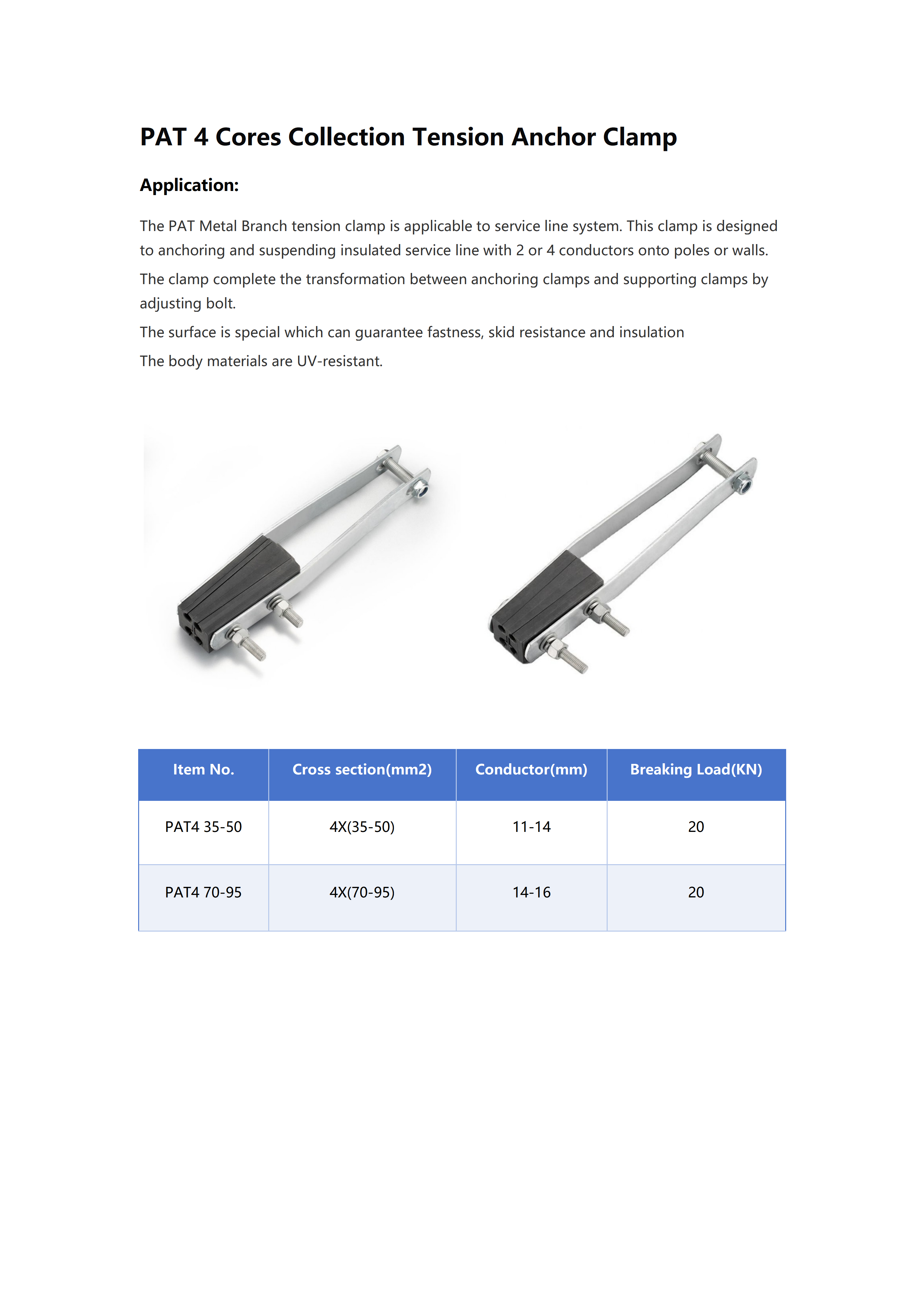 PAT-95 4 Cores Cluster Strain Clamp detail 1